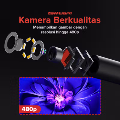 Taffware Kamera Endoskopi Endoscope USB OTG IP67 Borescope LED 480P - AN98B - Black — gambar 3