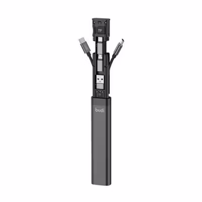 BUDI Cable Stick 9 in 1 Multifunctional USB TF SIM Card Reader Storage - DC516B - Black — gambar 3