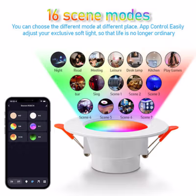 TaffLED Lampu Downlight LED Smart Bulb Bluetooth Tuya 10W RGBCW - A61 - White — gambar 3