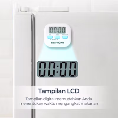 TaffHOME Timer Masak Dapur Digital Magnetic Alarm Kitchen Countdown - JS-113 - White — gambar 3