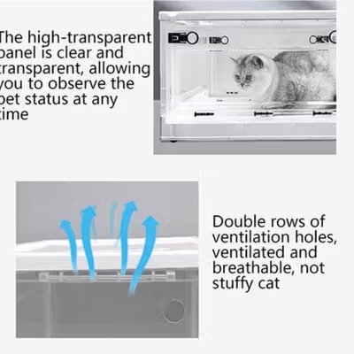 TECHMY Box Pengering Hewan Pet Drying Box Hair Blow Dryer - T100 - White — gambar 3