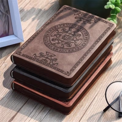 Buku Catatan Jurnal Notebook Leather Cover Vintage Pattern - WH-1564 - Black — gambar 3