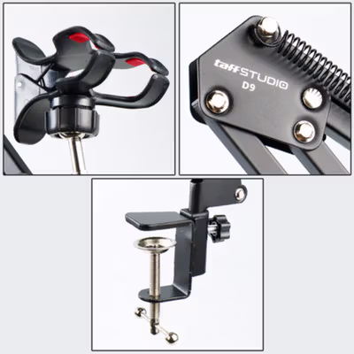 TaffSTUDIO Stand HP Lazypod 360 Rotation Desk Clamp Smartphone Holder - D9 - Black — gambar 3