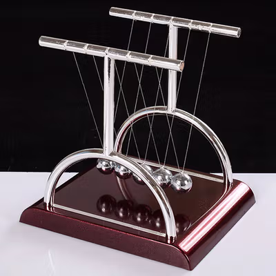 Pajangan Meja Pendulum Newton Balance Balls 5 Ball Model T S - LX013 - Brown — gambar 3