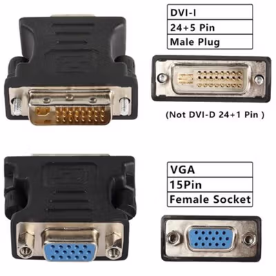 EASYIDEA Adaptor VGA Female ke DVI-I Dual Link Male 24+5 - Black — gambar 3