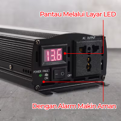 Taffware Power Inverter Mobil Pure Sine Wave DC 12V to AC 220V 2000W - NBQ2000W - Black — gambar 3