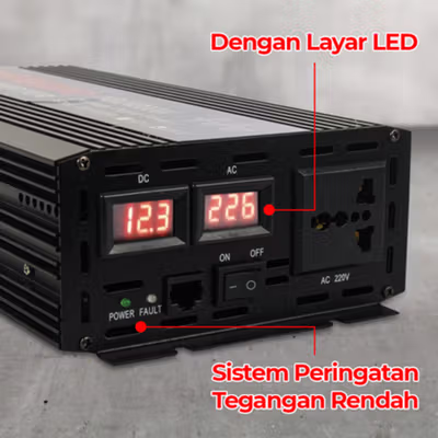Taffware Power Inverter Mobil Pure Sine Wave DC 24V to AC 220V 4000W - NBQ4000W - Black — gambar 3
