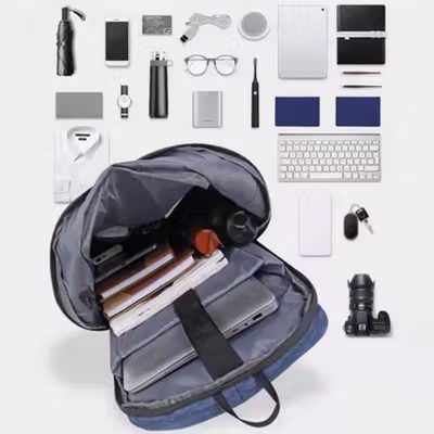 CEAVNI Tas Ransel Laptop Backpack 15.6 Inch with USB Charger Port - CV9032 - Black — gambar 3