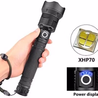 TaffLED Senter LED XHP 70 Rechargeable Waterproof IPX4 2000 Lumens - JHS522X - Black — gambar 3