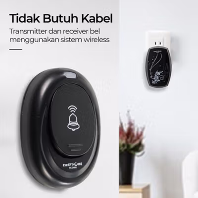 TaffHOME Bel Pintu Wireless Door Bell Waterproof EU Plug 36 Tunes - FK-D009 - Black — gambar 3