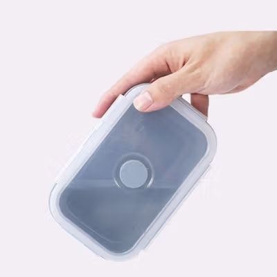 ACEBON Kotak Makan Lunch Box Foldable Silicone Single Layer 550ml - ACB55 - Gray — gambar 3