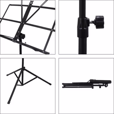 Ammoon Tripod Stand Partitur Sheet Musik Orchestra Adjustable 1.2m - P-01 - Black — gambar 3