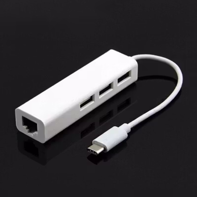 USB Type C LAN Ethernet Adaptor with 3 Port USB Hub 2.0 - SYZD-LAN100+U2 - White — gambar 3