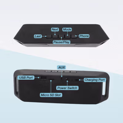 Yinew Speaker Bluetooth Portable Megabass Stereo A2DP - SC-208 - Black — gambar 3