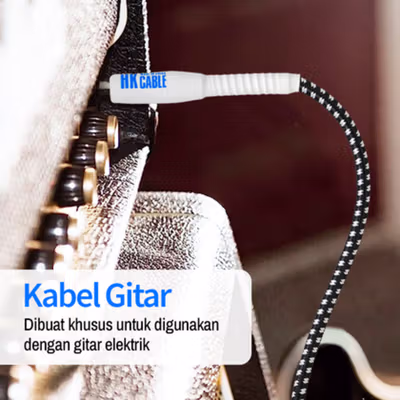 HK Cable Kabel Audio Gitar Bass Elektrik 6.35mm 24 AWG OFC Braided 3M - CBC-30 - Black — gambar 3