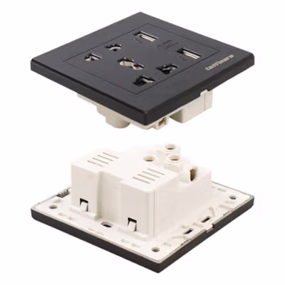 TaffHOME Stop Kontak Universal Socket UK EU US dan 2 Port USB 2.1A - Y1-001 - Black — gambar 3