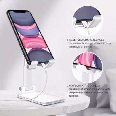 Dawndesslo Universal Smartphone Folding Desktop Holder Stand 4-6 Inch - 0011 - White — gambar 3