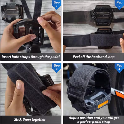 TaffSPORT Tali Pedal Sepeda Universal Bicycle Pedal Foot Strap - YQ097 - Black — gambar 3