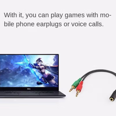 Kabel AUX Audio 3.5mm Female ke 2 x 3.5mm Male Nylon Braided 15cm - K908 - Black — gambar 3