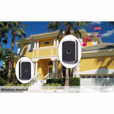 TaffHOME Bell Pintu Wireless Doorbell LED 36 Tunes 1 Receiver EU Plug - A20 - Black — gambar 3