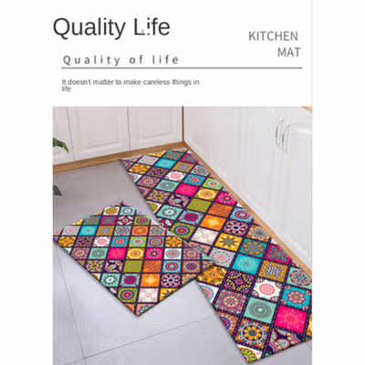 JIMMYROOM Keset Dapur Anti-slip Kitchen Rug Bohemian 40x120cm - MZF-02 - Red — gambar 3