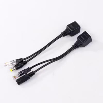 Passive PoE Power Over Ethernet Cable with Male Female Power Plug - D1350 - Black — gambar 3