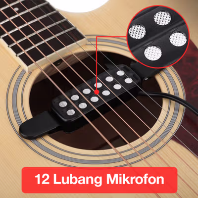 Fishman Acoustic Guitar Pickup Microphone Gitar 12 Hole 6.35mm 2.8M - P-012 - Black — gambar 3