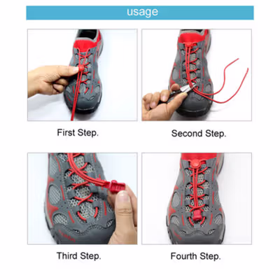 Zshare Tali Sepatu Unik Lazy Free Tie Elastic Shoe Lace 1 Pair - T10 - Black — gambar 3