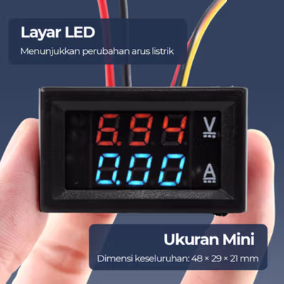 Alat Pengukur Listrik Voltmeter Ammeter Electric DIY LED Display - GN-0117 - Black — gambar 3