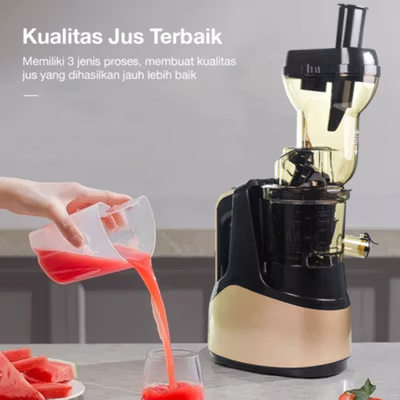 TaffHOME Buah Fruit Slow Juicer 7LV Screw Cold Press Extractor Machine - JE-B03BH - Golden — gambar 3
