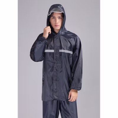 Rhodey Jas Hujan Setelan Motor Dewasa Visor PVC Waterproof Raincoat XXXXL - T1 - Black — gambar 3