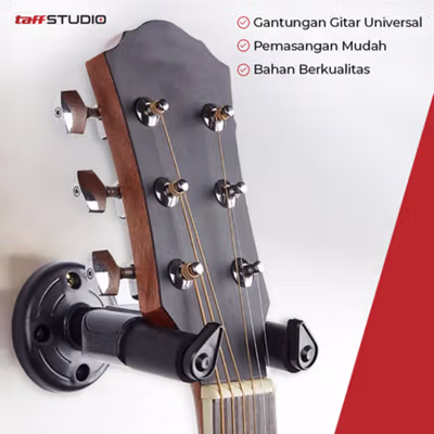 TaffSTUDIO Gantungan Dinding Gitar Back Holder Wall Mount - XG-10 - Black — gambar 3