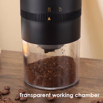One Two Cups Penggiling Kopi Elektrik Coffee Bean Grinder 120ml - HB-985 - Black — gambar 3