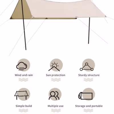 Buizel Flysheet Terpal Tenda Camping Waterproof Anti UV 5x3M - SF-015 - Desert Sand — gambar 3