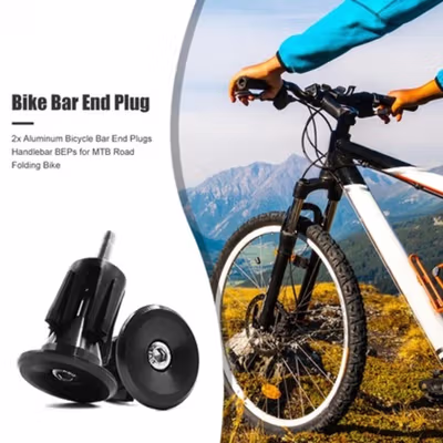 SPGOOD Penutup Karet Setang Sepeda Aluminium Bar End Plugs 2 PCS - CL84 - Black — gambar 3