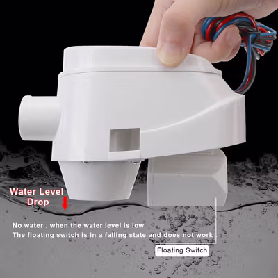 BUYREADY Pompa Air Auto Bilge Pump Submersible 12V 1100 GPH - HYBP1 - White — gambar 3