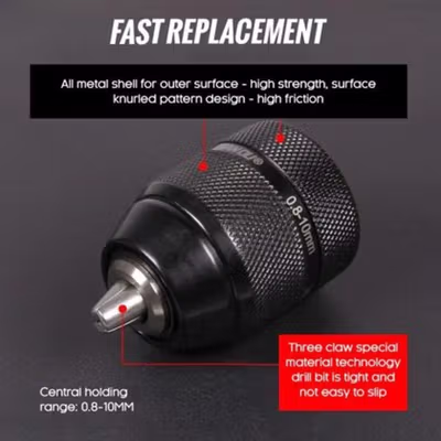 SAN OU Adaptor Bor Drill Chuck Keyless Chuck 0.8-10mm 3/8-24 UNF - XZ-10 - Black — gambar 3