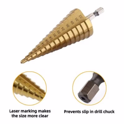 Taffware Mata Bor Spiral Drill Bits Titanium Coated 3 PCS - Golden — gambar 3