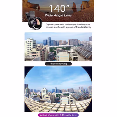APEXEL Lensa Kamera Smartphone 2 in 1 Macro 12.5X Wide Angle 0.45X - APL-0.45WM - Black — gambar 3