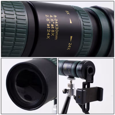 APEXEL Lensa Kamera Smartphone Telephoto Zoom HD 8-24X30 Monocular - APL-8-24X30 - Black — gambar 3