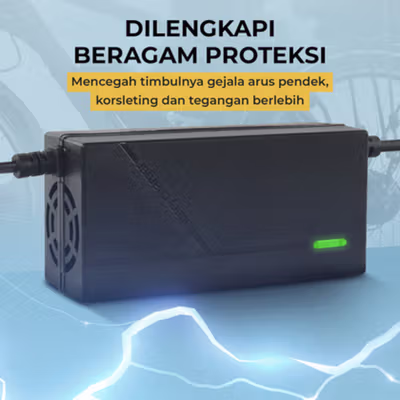 ALASICKA Adaptor Charger Baterai Skuter Sepeda Listrik DC 29.4V 2A - TCDZ0001 - Black — gambar 3