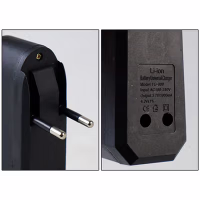 Charger Baterai 1 Slot 18650 Li-ion Spring Strip EU Plug 240V - TG-088 - Black — gambar 3
