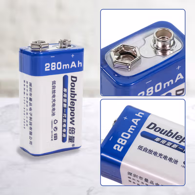 Doublepow Charger Baterai Rechargeable 2 Slot 9V with 9V 1 PCS - DP-B09 - White — gambar 3