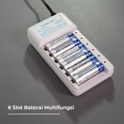 Doublepow Charger Baterai Rechargeable 6 Slot AA AAA with AA 6 PCS - DP-B06 - White — gambar 3