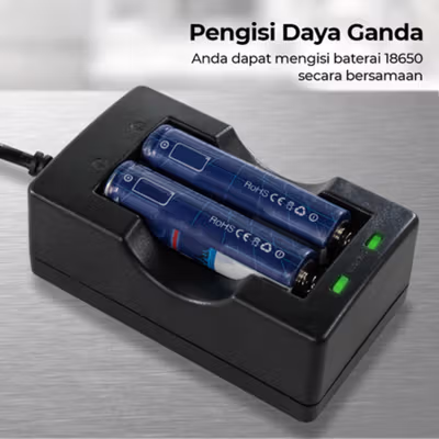 Taffware Charger Baterai 2 Slot 18650 Li-Ion 240V 500mA - MTLC-04200-1000 - Black — gambar 3