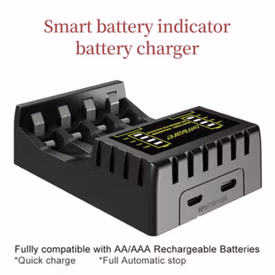Taffware Charger Baterai 4 Slot AAA AA Ni-MH Ni-CD with Power Display - PJ-N4008 - Black — gambar 3