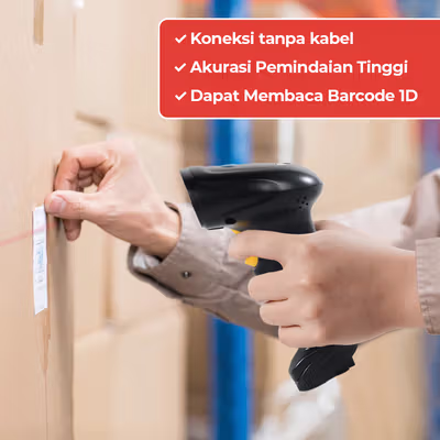 Taffware Wireless Barcode Scanner Pemindai Kode Batang 1D - YK-W910 - Black — gambar 3