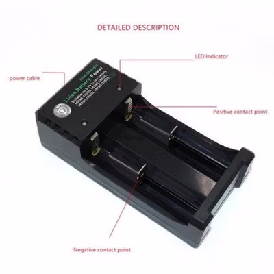 Bmax Charger Baterai 2 Slot 14500 18350 18650 18500 26650 Li-Ion LED - BH-042100-02U - Black — gambar 3
