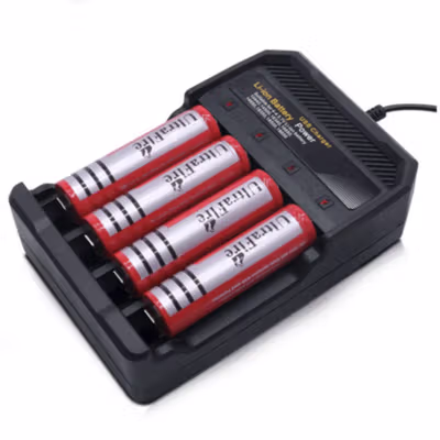 Taffware Charger Baterai 4 Slot 14500 18350 18650 Li-Ion with LED - MS-5D84A - Black — gambar 3