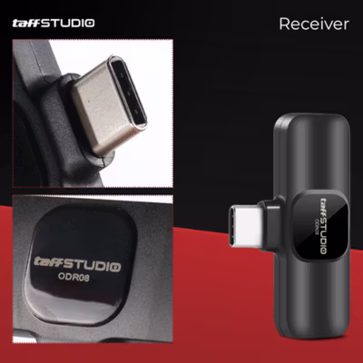 TaffSTUDIO Mikrofon Wireless Lavalier Portable Microphone USB Type C - ODR08 - Black — gambar 3